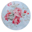Round Metal Storage Case Container Floral for Coffee Beans Tea Sundries Blue