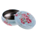 Round Metal Storage Case Container Floral for Coffee Beans Tea Sundries Blue