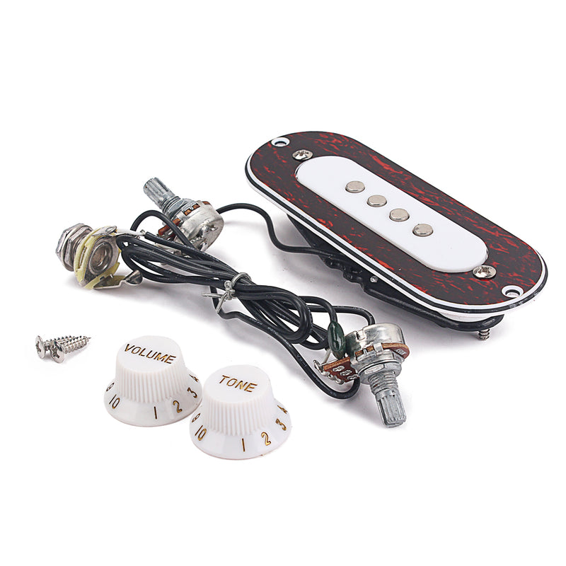 1 Set Prewired Guitar Sound Hole Pickup with Tone&Volume Pot Jack for 4 String Cigar Box Guitar