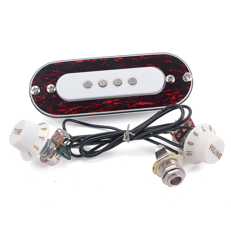 1 Set Prewired Guitar Sound Hole Pickup with Tone&Volume Pot Jack for 4 String Cigar Box Guitar