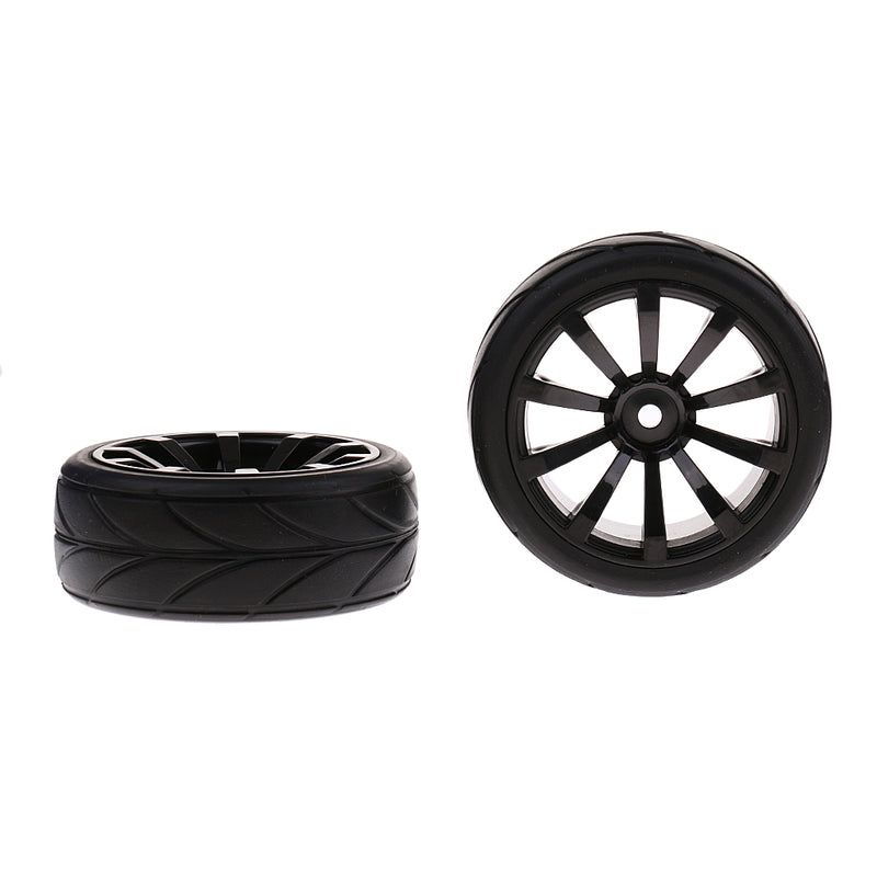 1/10 Flat Running RC Car Rubber Tires Plastic Wheel Hub for Traxxas HSP HPI
