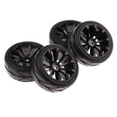 1/10 Flat Running RC Car Rubber Tires Plastic Wheel Hub for Traxxas HSP HPI