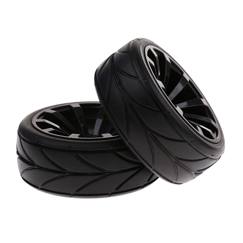 1/10 Flat Running RC Car Rubber Tires Plastic Wheel Hub for Traxxas HSP HPI