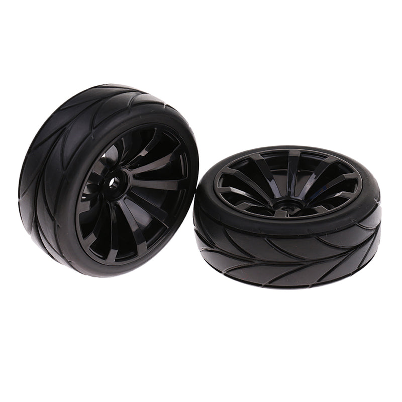1/10 Flat Running RC Car Rubber Tires Plastic Wheel Hub for Traxxas HSP HPI