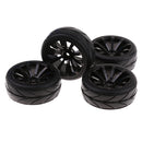 1/10 Flat Running RC Car Rubber Tires Plastic Wheel Hub for Traxxas HSP HPI