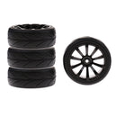 1/10 Flat Running RC Car Rubber Tires Plastic Wheel Hub for Traxxas HSP HPI