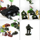 Military Combat Base Scene Building Toy Soldier Figure Tent Plane Tank Model Kids