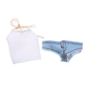 1/6 Scale Hot Girl Mini Jeans & Tank Top Set for 12 inch Female Figures Body