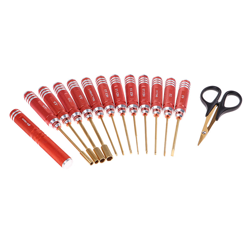 1 Set 14 in 1 Tool Kit Screwdriver Pliers with Box for RC Helicopter Car Airplane and more