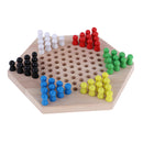 Wooden Traditional Hexagon Chinese Checkers Family Game Chessboard Game Set