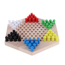 Wooden Traditional Hexagon Chinese Checkers Family Game Chessboard Game Set