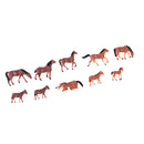 10Pcs 1/87 HO Scale Horses Model Painted Animal Figure for Miniature Models