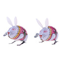 2 Pieces Wind-up Clockwork Metal Rabbit Toys Retro Classic Toys Metal Wind-up Animal Toys