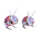 2 Pieces Wind-up Clockwork Metal Rabbit Toys Retro Classic Toys Metal Wind-up Animal Toys