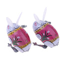 2 Pieces Wind-up Clockwork Metal Rabbit Toys Retro Classic Toys Metal Wind-up Animal Toys