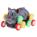Kids Battrey Powered Powered Cat Toys Rollover Obstacle Car Wheels Flip Toys