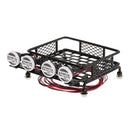 RC 1/10 Metal Roof Rack Luggage Carrier w/ 4 Round LED Light for Buggy Car