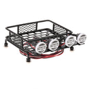 RC 1/10 Metal Roof Rack Luggage Carrier w/ 4 Round LED Light for Buggy Car