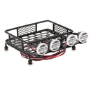 RC 1/10 Metal Roof Rack Luggage Carrier with Round LED Lights 2 White 2 Red