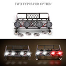 RC 1/10 Metal Roof Rack Luggage Carrier with Round LED Lights 2 White 2 Red