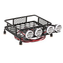 RC 1/10 Metal Roof Rack Luggage Carrier with Round LED Lights 2 White 2 Red
