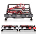 RC 1/10 Metal Roof Rack Luggage Carrier with Square LED Lights 2 White 2 Red