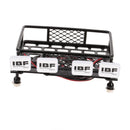 RC 1/10 Metal Roof Rack Luggage Carrier with Square LED Lights 2 White 2 Red