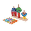 Wooden Toy Wood Shape Color Block Sun Moon DIY Hand Work Match Building Pillar Game Birthday Christmas Gift