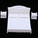 1/20 White Double Bed Beside Table Plastic for Dollhouse Furniture 100x90mm