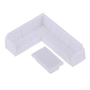 Dollhouse Miniature Furniture Plastic White Tea Table Sofa Set DIY Toys 1/50