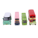 4 Pieces Mini Pocket City Bus Model Double Decker Alloy Bus Pull Back Toy