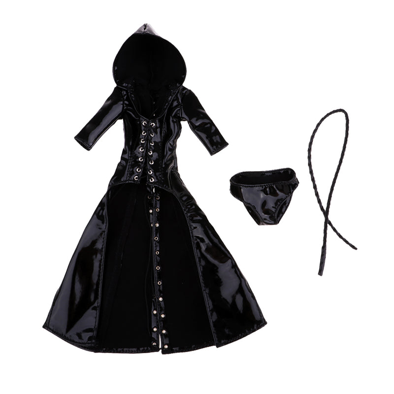 1/6 Scale PU Clothes Hooded Coat Underpants Whip Set for 12" Action Figures