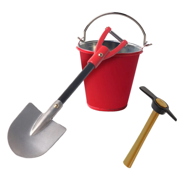 1/10 Scale Mini Metal Bucket Shovel Pickaxe Models for Axial SCX10 D90 D110