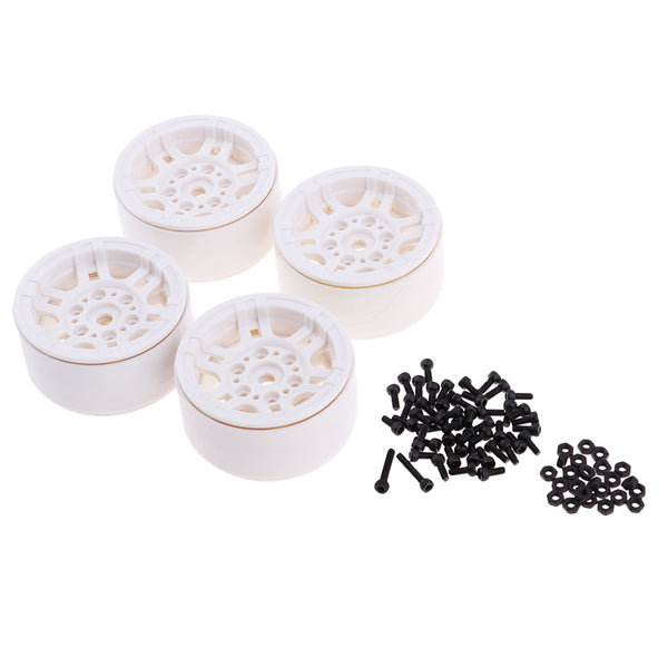 1/10 RC Climbing Truck 1.9'' Plastic Beadlock Tire Wheel Rim White for RC4WD