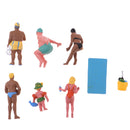 6pcs Beach Theme Painted Model Train People Figures HO for Layout or Diorama