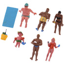 6pcs Beach Theme Painted Model Train People Figures HO for Layout or Diorama