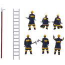6x Fireman Firefighter Painted Model People Figures HO for Layout or Diorama