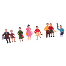 6Pieces HO Scale Painted People Figurines Sitting Pose for Sand Table Layout