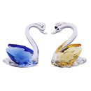 2" Crystal Swan Figurine Paperweight Cut Glass Ornament Collectible, 1 Pair