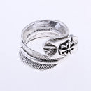 Fashion Feather Ring for Women Girls Leaf Jewelry Ring Adjustable