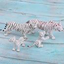 4pcs Lifelike White Tiger Family Model, Wild Animal Figurines, Kids Toy Desktop Ornaments