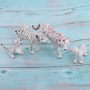 4pcs Lifelike White Tiger Family Model, Wild Animal Figurines, Kids Toy Desktop Ornaments