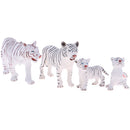 4pcs Lifelike White Tiger Family Model, Wild Animal Figurines, Kids Toy Desktop Ornaments