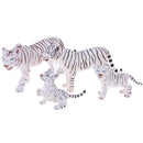 4pcs Lifelike White Tiger Family Model, Wild Animal Figurines, Kids Toy Desktop Ornaments