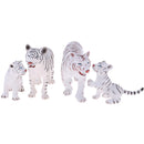 4pcs Lifelike White Tiger Family Model, Wild Animal Figurines, Kids Toy Desktop Ornaments