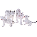 4pcs Lifelike White Tiger Family Model, Wild Animal Figurines, Kids Toy Desktop Ornaments