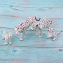 4pcs Lifelike White Tiger Family Model, Wild Animal Figurines, Kids Toy Desktop Ornaments