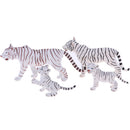 4pcs Lifelike White Tiger Family Model, Wild Animal Figurines, Kids Toy Desktop Ornaments