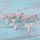 4pcs Lifelike White Tiger Family Model, Wild Animal Figurines, Kids Toy Desktop Ornaments
