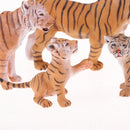 Model Simulation Tiger Figure Toy Playset Include Tiger Mother,Tiger Dad and 2Pcs Tiger Baby